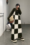SWAYING/KNIT Checkerboard Dress SW212LS06 Brown/White PS40